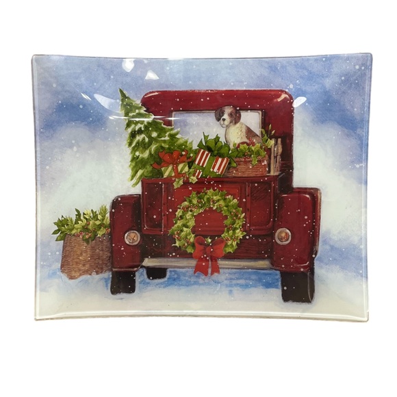 NWOT Prima Design Christmas Glass Plate - Picture 1 of 6